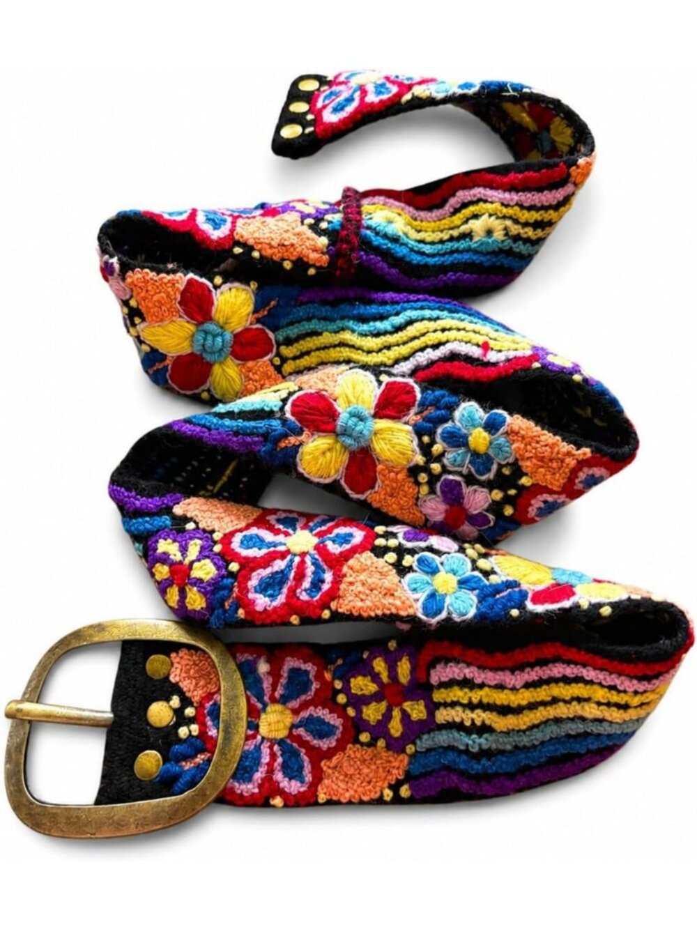 Colorful Handmade Peruvian Floral Embroidered Belt - Unique Boho Accessory